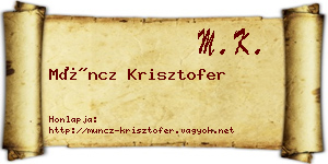 Müncz Krisztofer névjegykártya